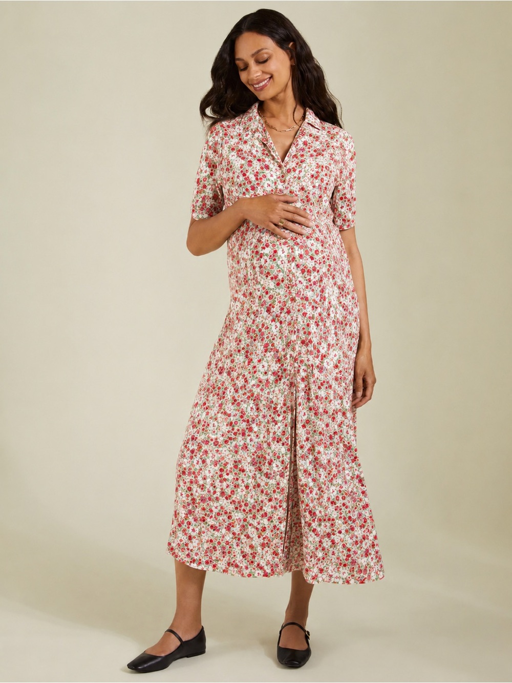 Isabella Oliver Miranda Ditsy Print Maternity Midi Dress Size S